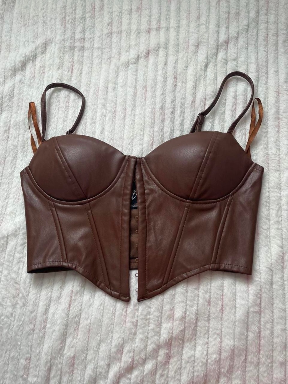 Windsor Chocolate Brown Faux Leather Bustier Top 🖤